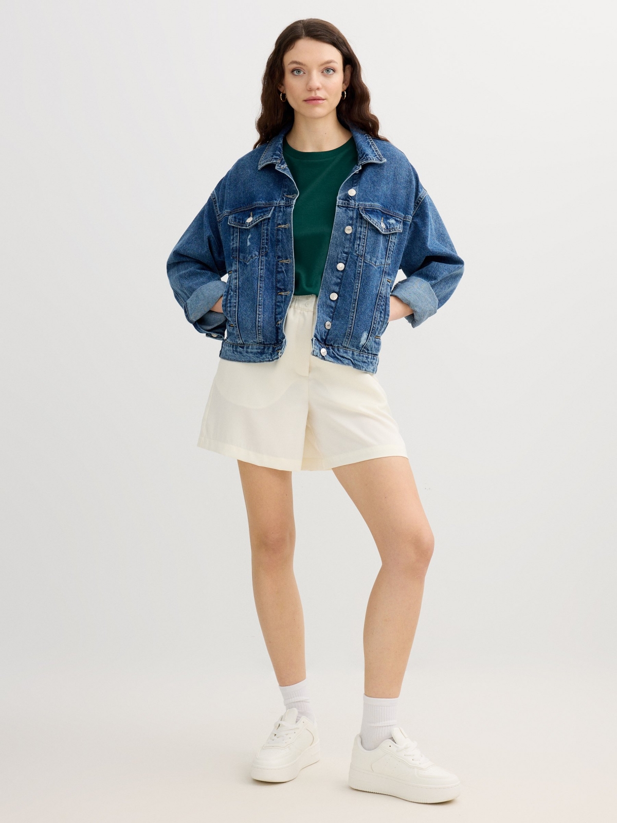 Bermudas de viscose cintura alta