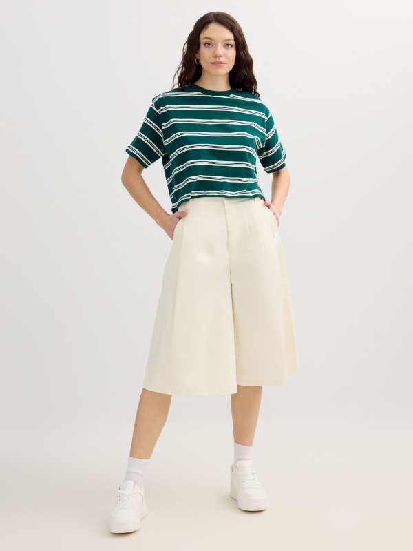 Bermuda shorts with zipper off white middle front view