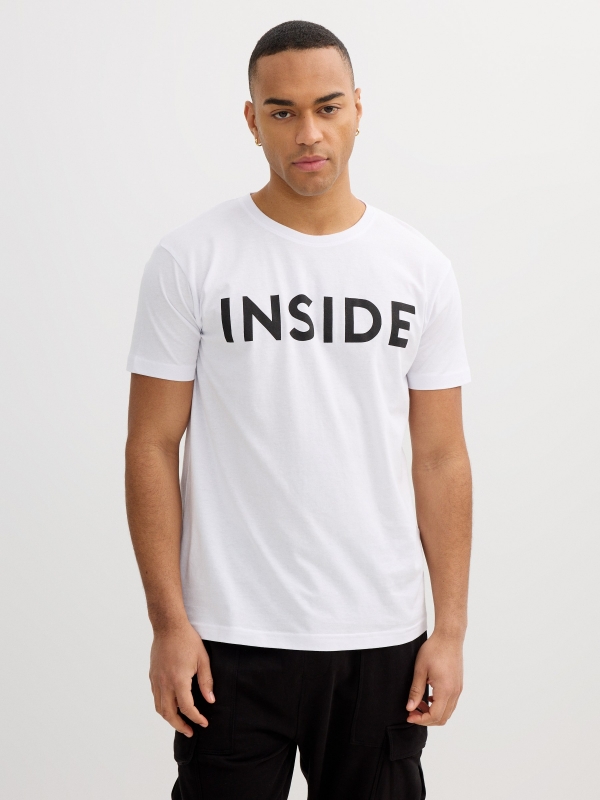 INSIDE basic T-shirt white middle front view