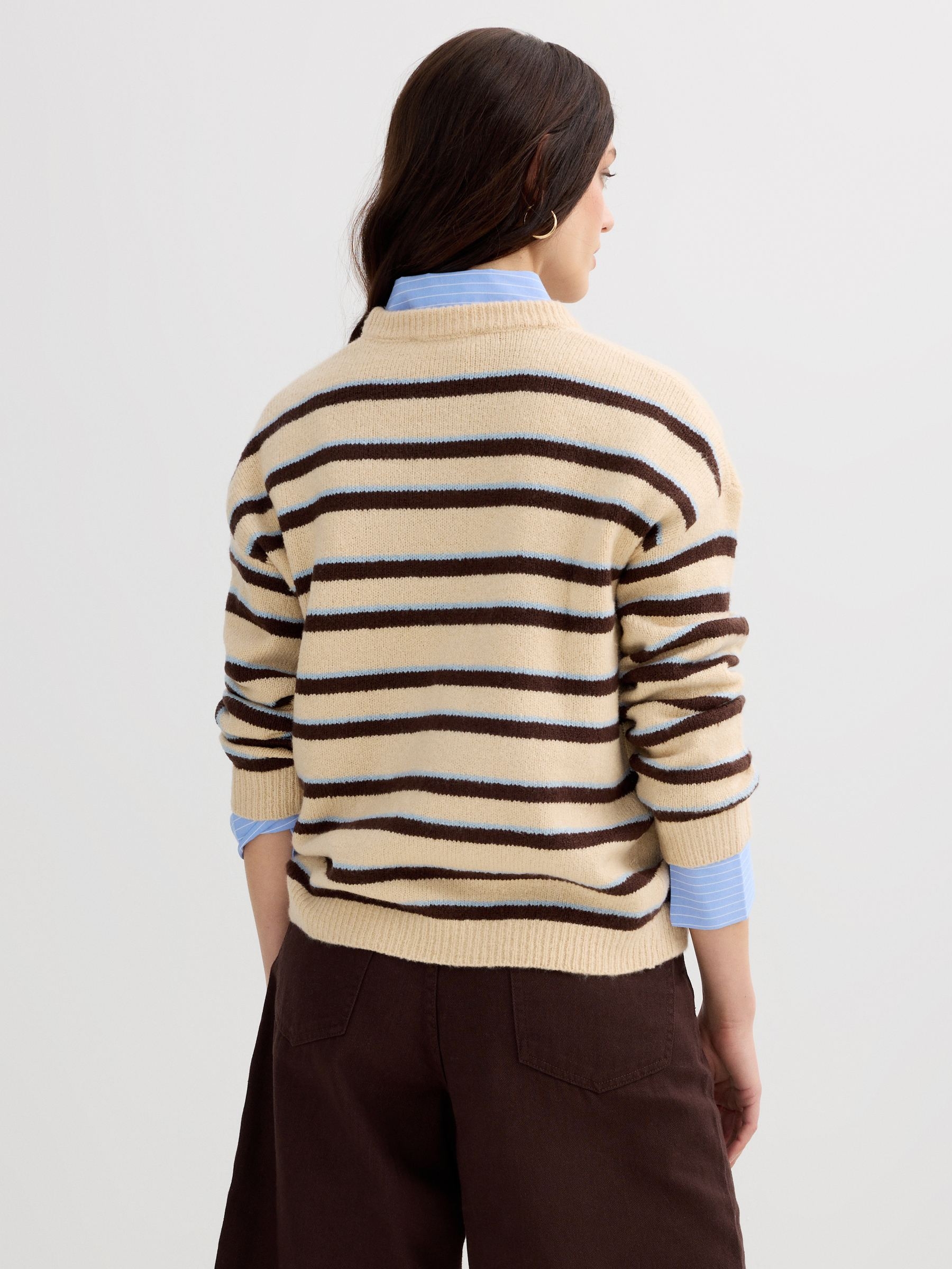 Striped faux fur sweater multicolor middle front view
