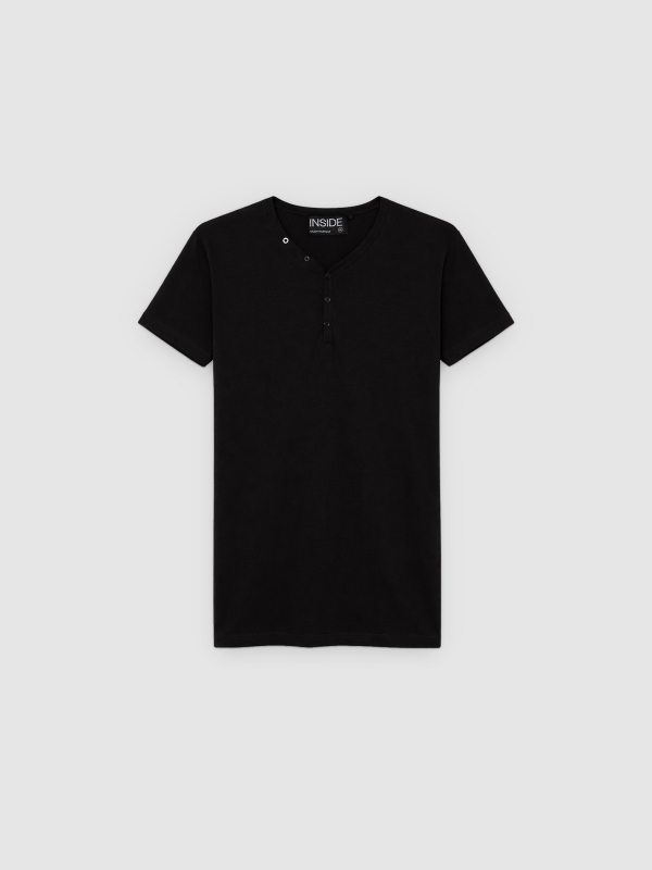  Camiseta básica cuello panadero negro vista frontal