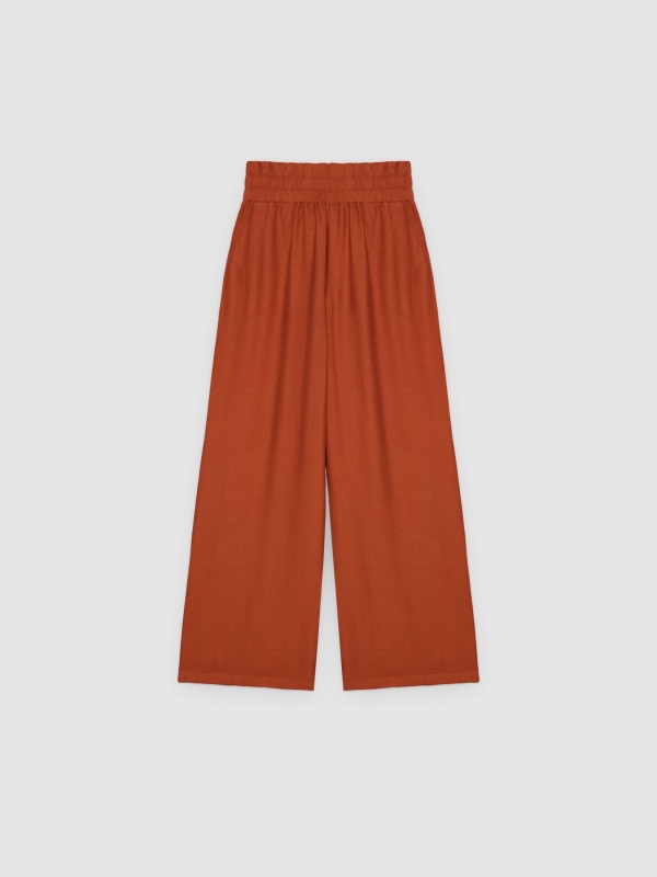  Pantalón wide leg fluido marrón tostado vista frontal