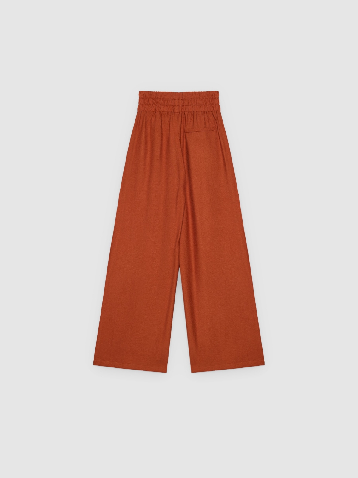 Pantalón wide leg fluido marrón tostado vista trasera