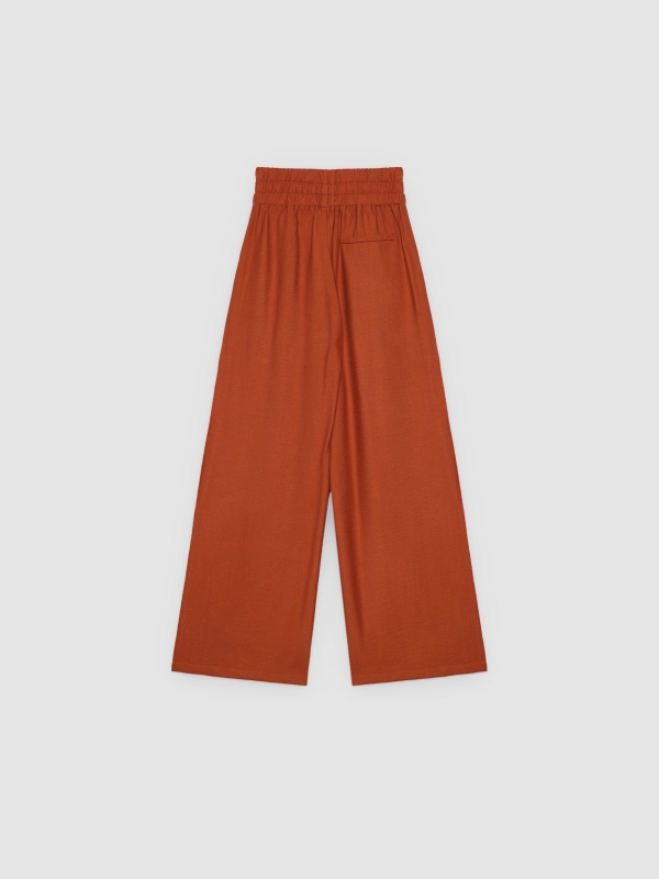 Pantalón wide leg fluido marrón tostado vista trasera