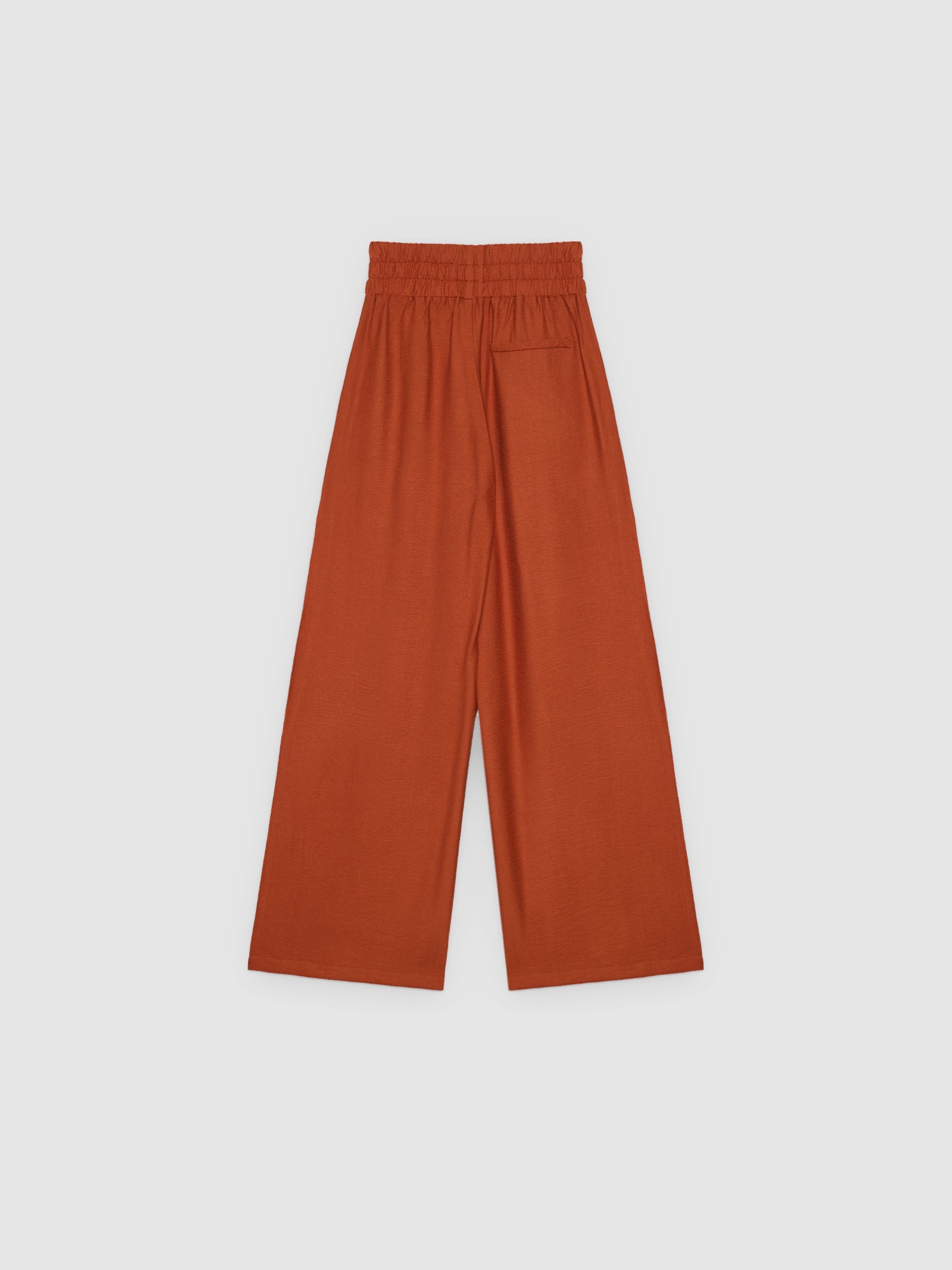 Pantalón wide leg fluido marrón tostado vista general frontal