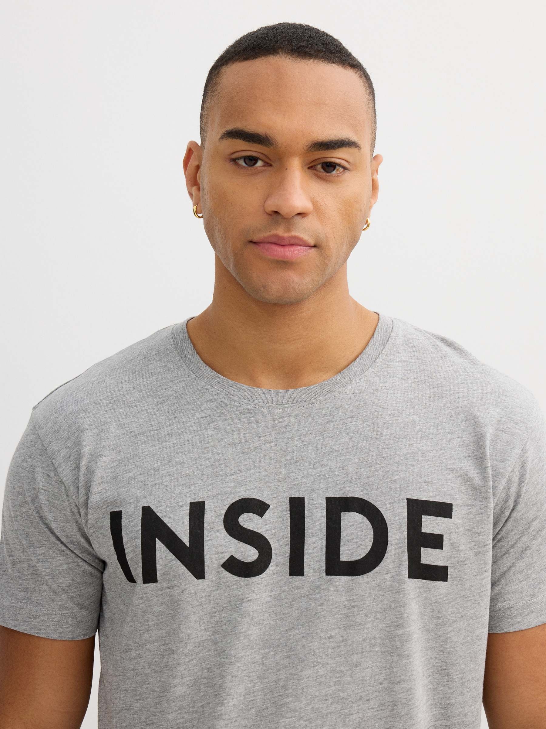 INSIDE basic T-shirt medium melange middle front view