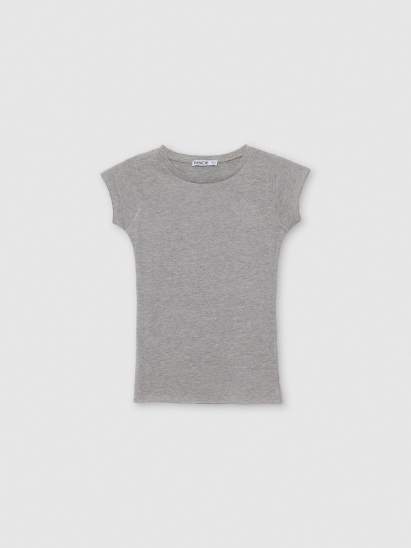  Basic round neck t-shirt grey front view