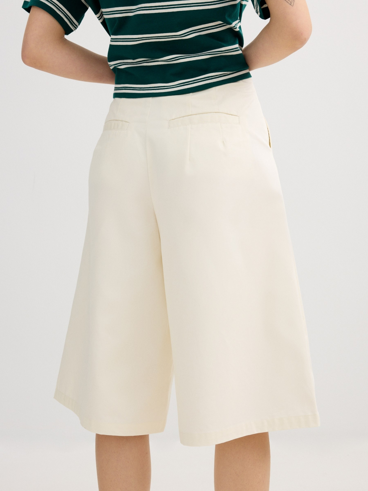 Bermuda shorts with zipper off white front view