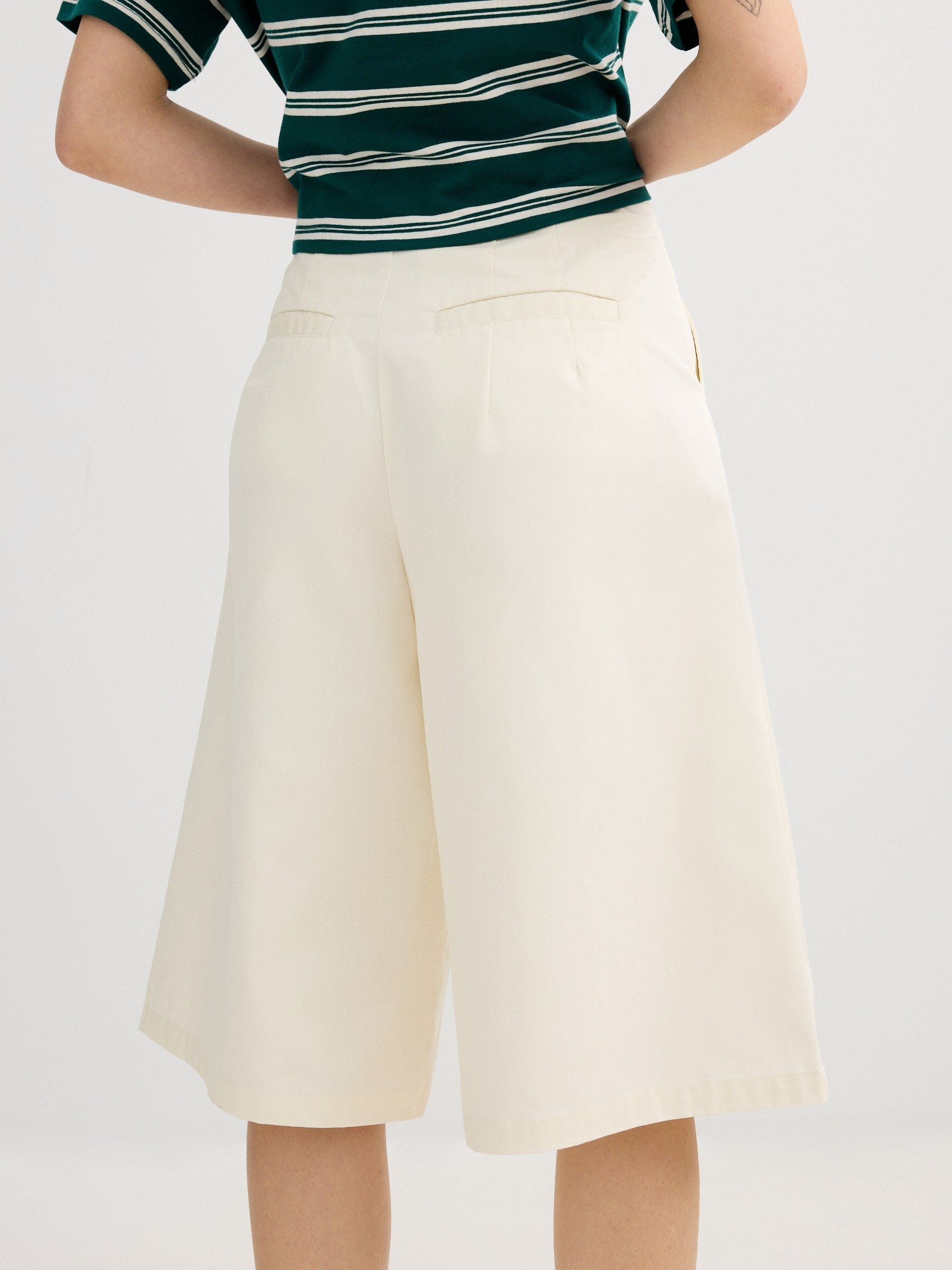 Bermuda shorts with zipper off white middle front view
