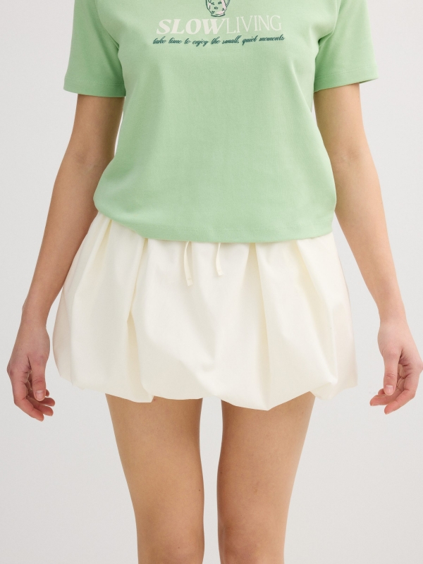 White mini bubble skirt off white detail view