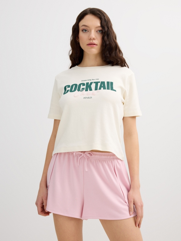 Shorts fluidos rosa pastel rosa claro vista media trasera