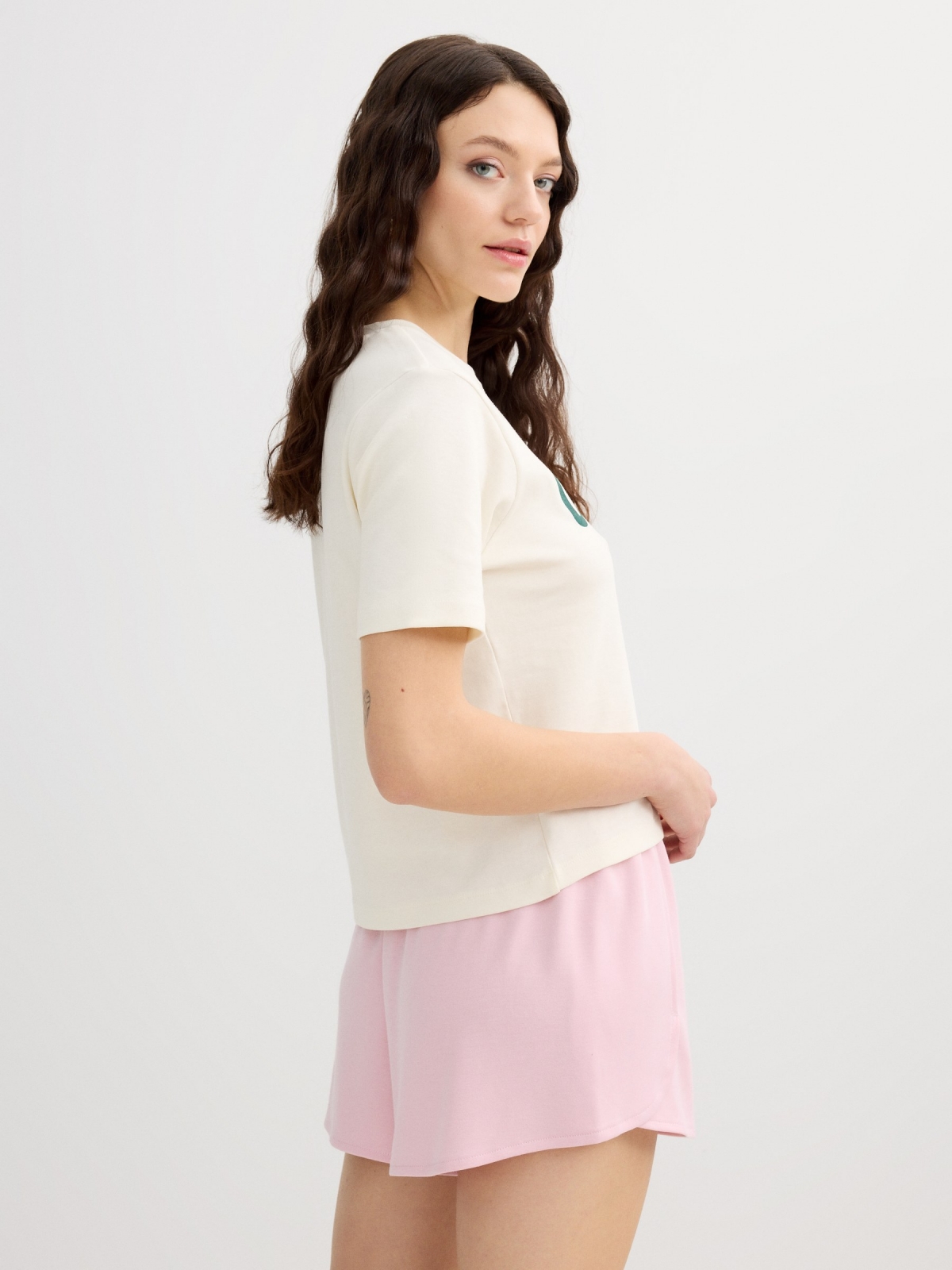 Pastel pink fluid shorts light pink front view