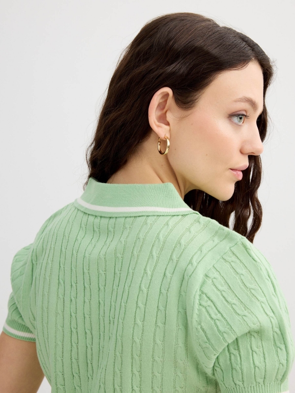Jersey polo tricotosa slim verde claro vista detalle