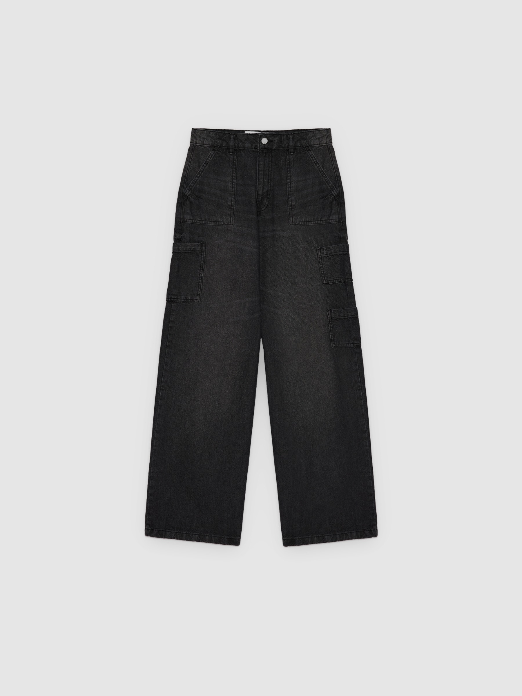 Jeans multibolsillos tiro alto negros negro vista general frontal