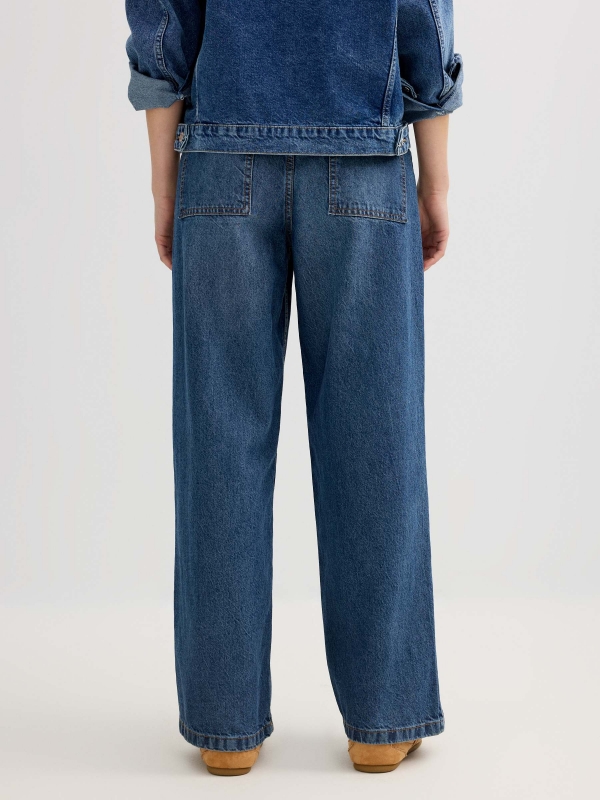 High-waisted wide leg jeans blue middle back view