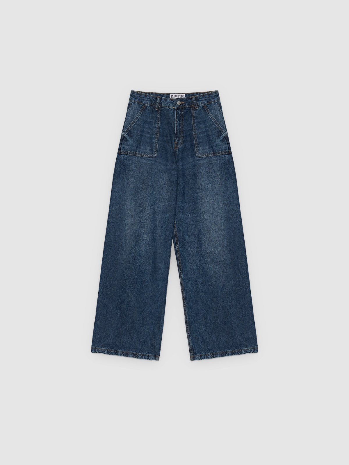 %Pto% Jeans cintura alta wide leg azul vista frontal