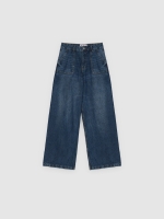 %Pto% Jeans cintura alta wide leg azul vista frontal