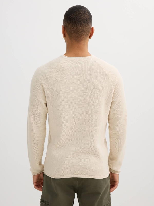 Textured knit sweater raw middle back view