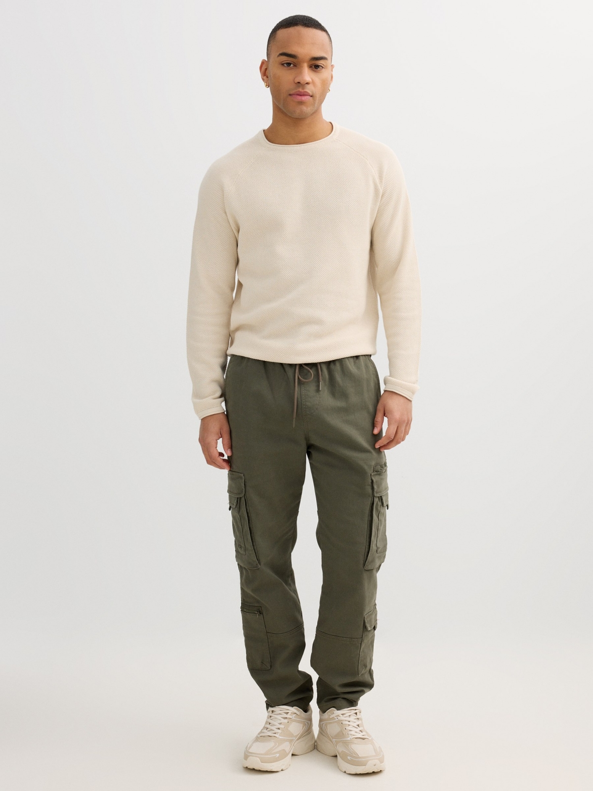 Textured knit sweater raw front view