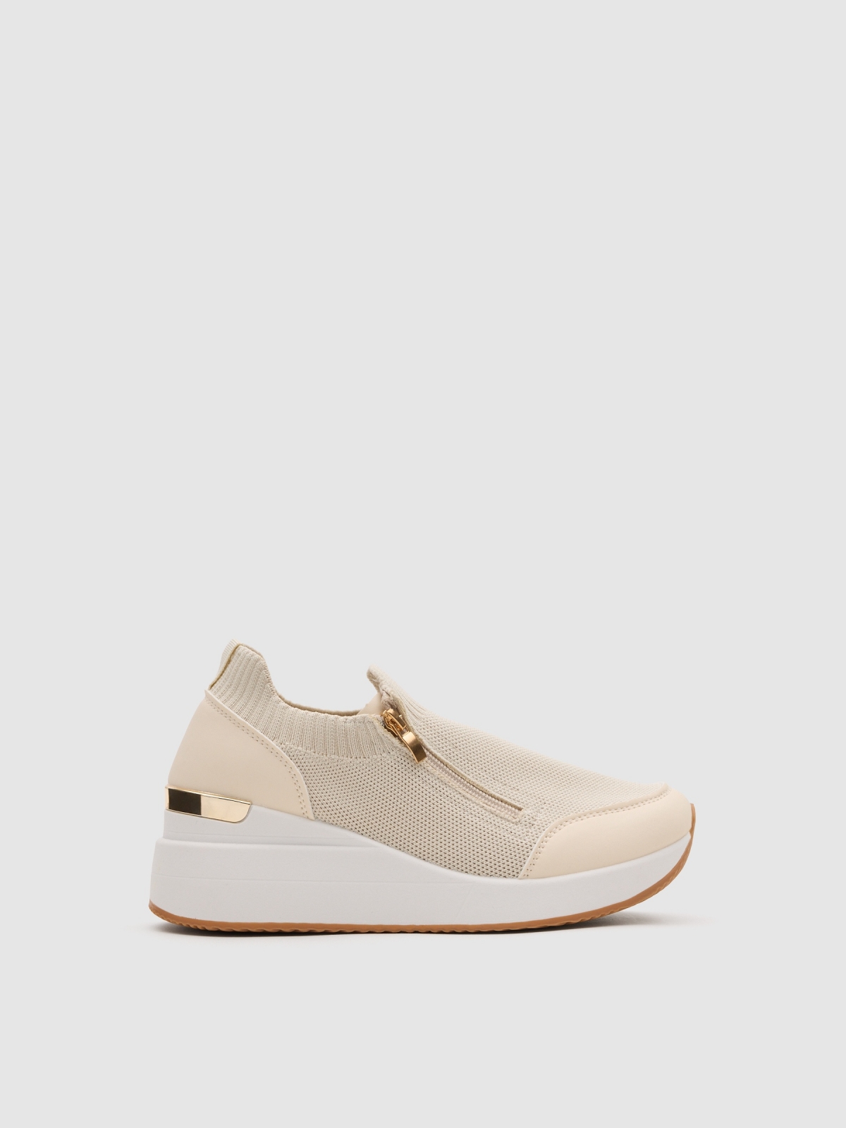 Desportiva cunha nylon bege bege