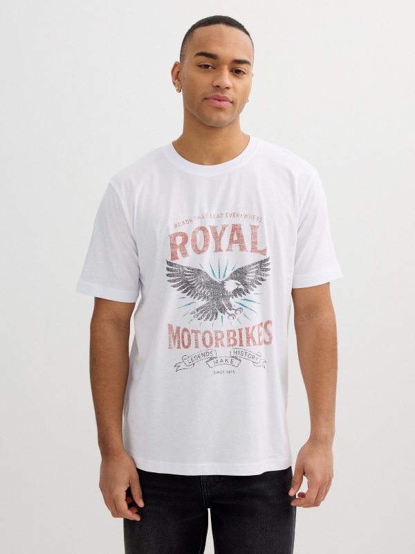 Camiseta Motorbike Branca branco vista meia frontal