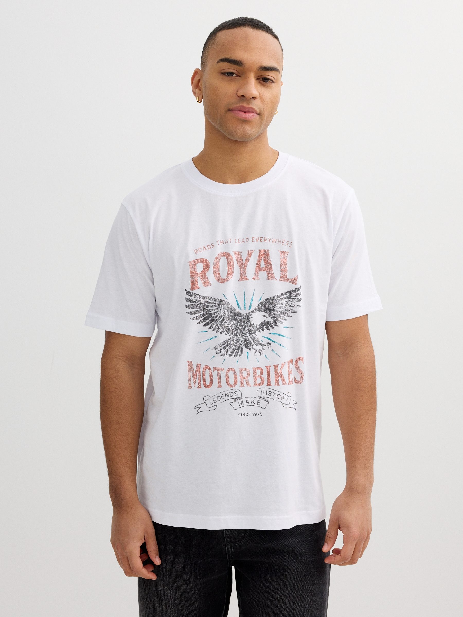 Camiseta Motorbike Branca branco vista meia frontal