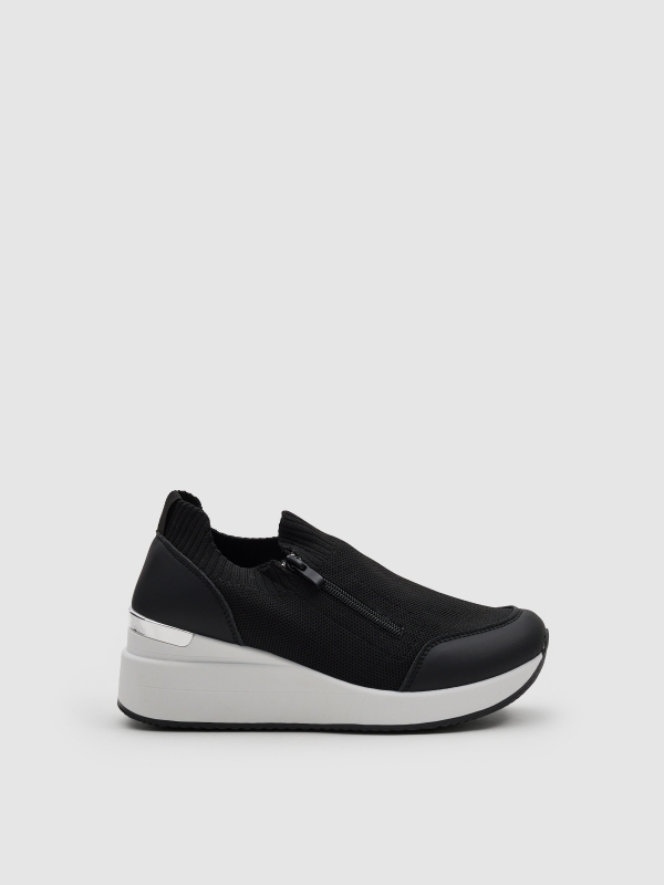 Deportiva cuña nylon negra negro