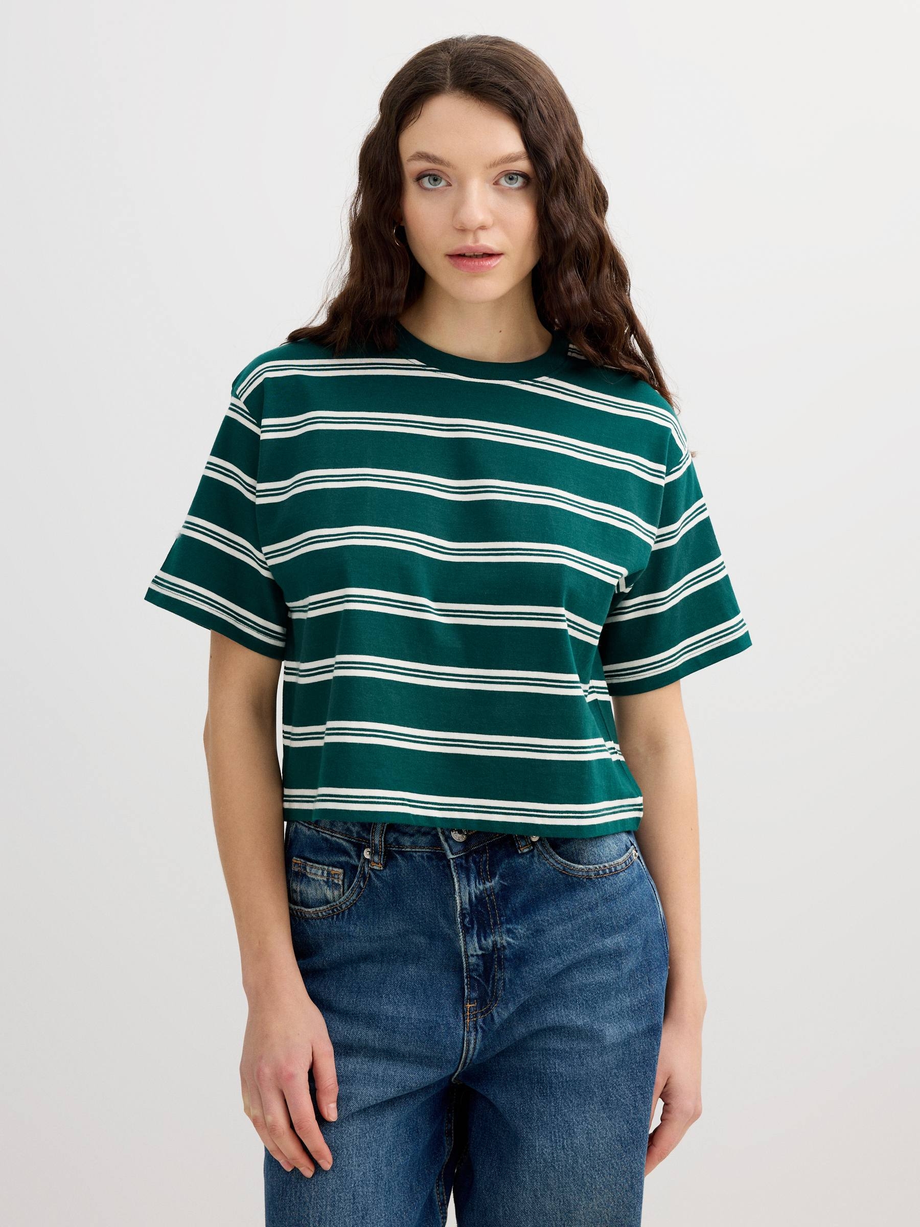 Camiseta crop rayas algodón