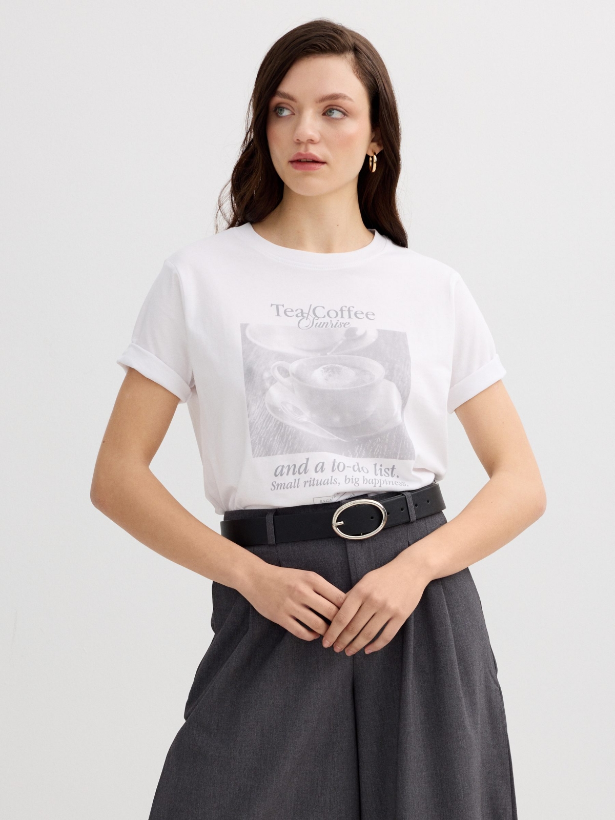 Camiseta estampado café y té