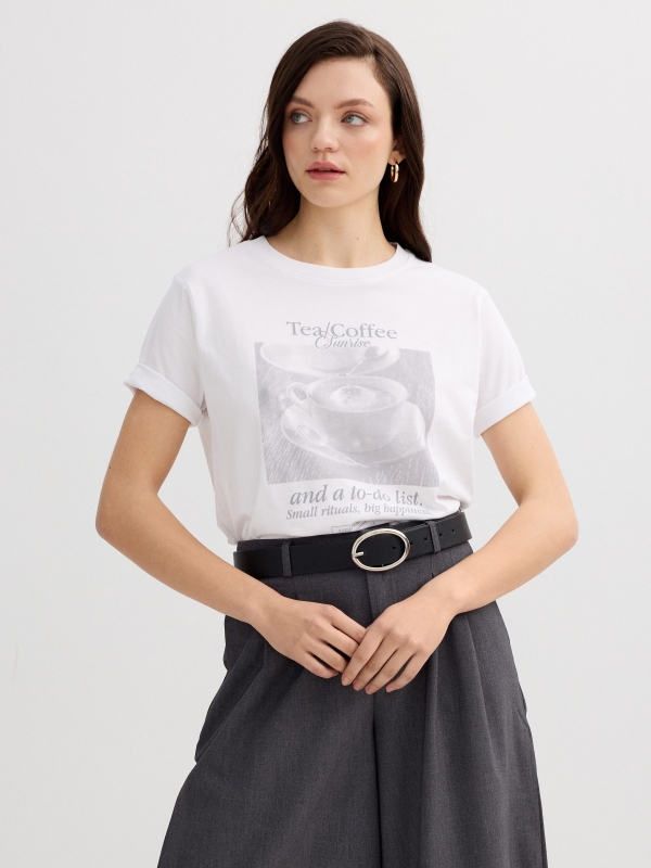 Coffee and tea print t-shirt