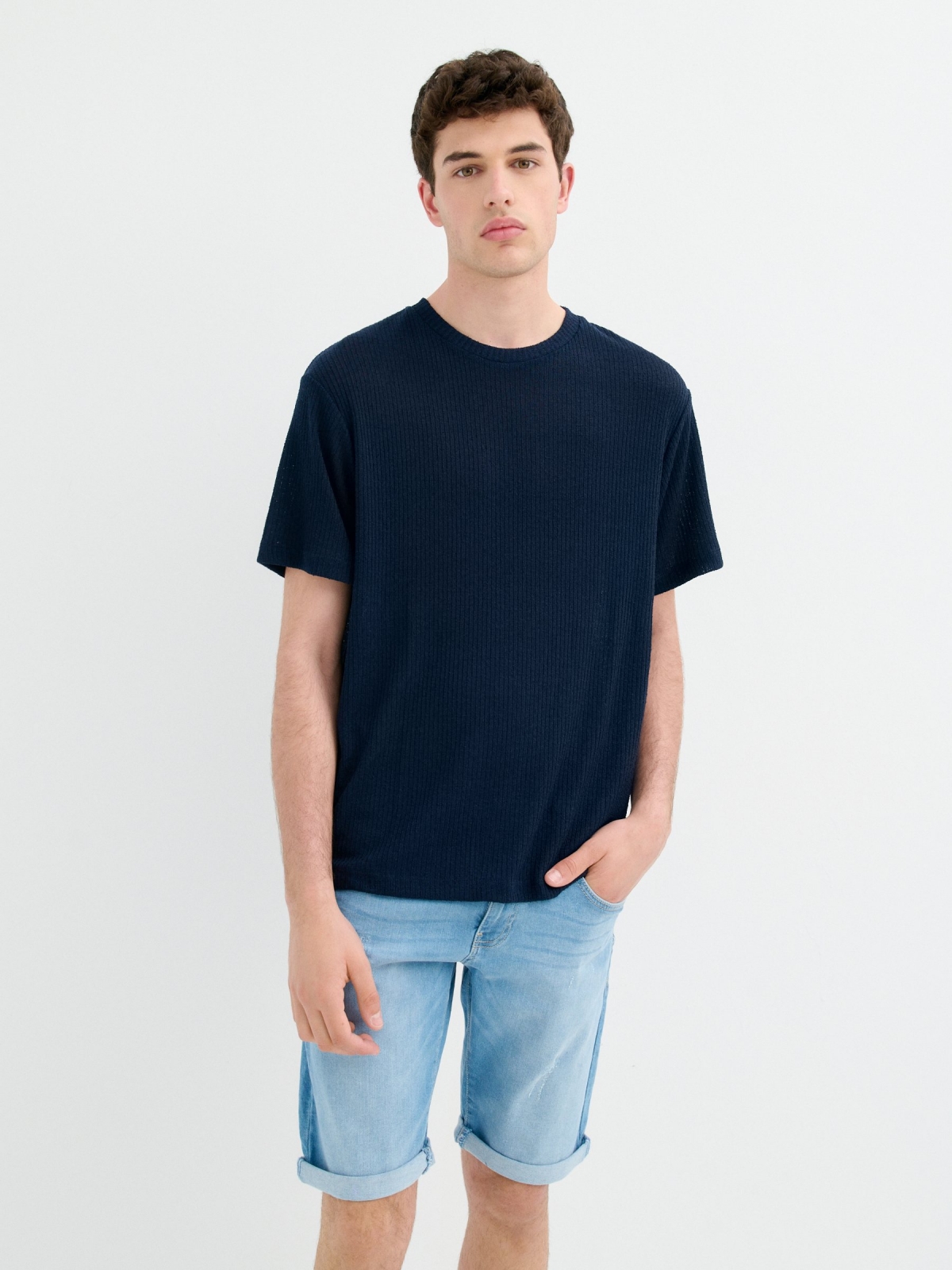 Bermuda jeans rasgada regular fit