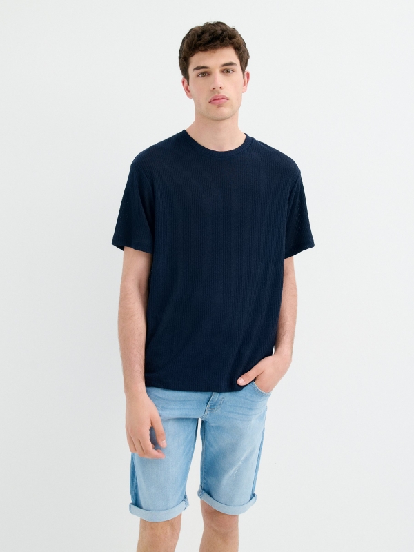 Bermuda jeans rasgada regular fit