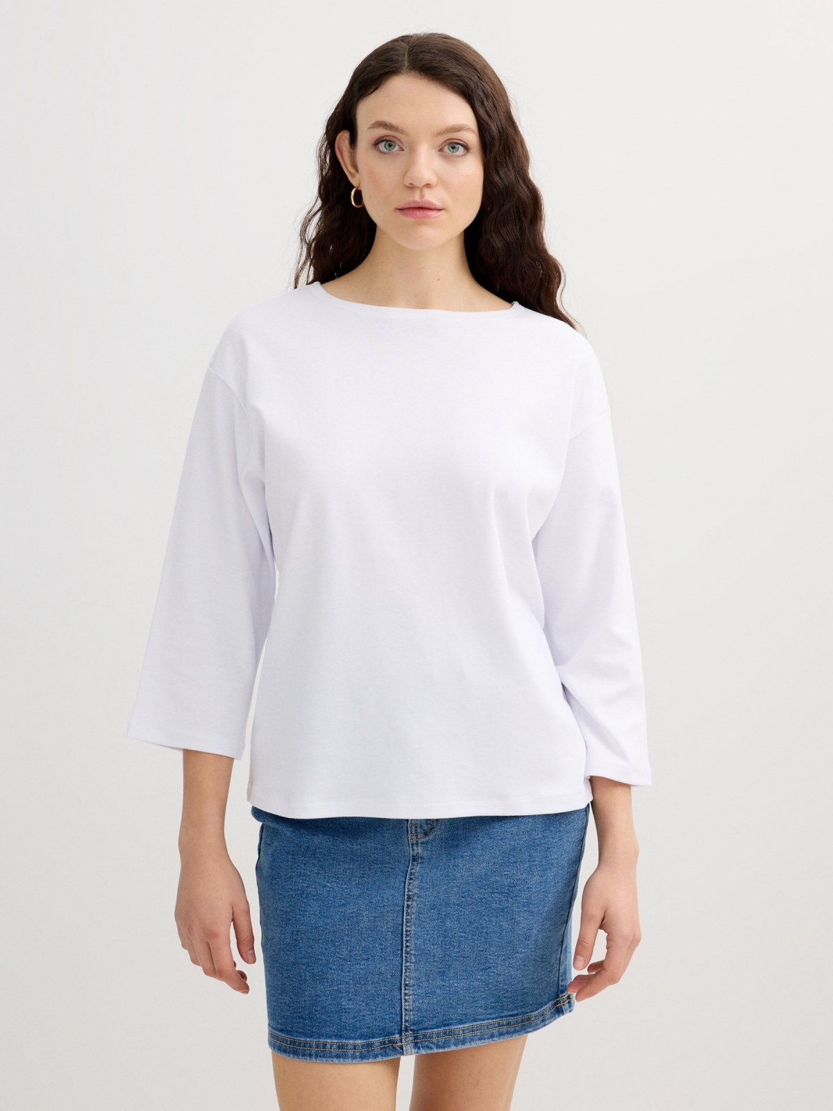 Cotton boat neck t-shirt