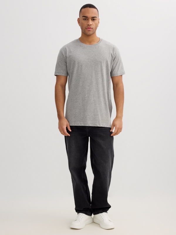 Camiseta básica manga corta gris vista general frontal