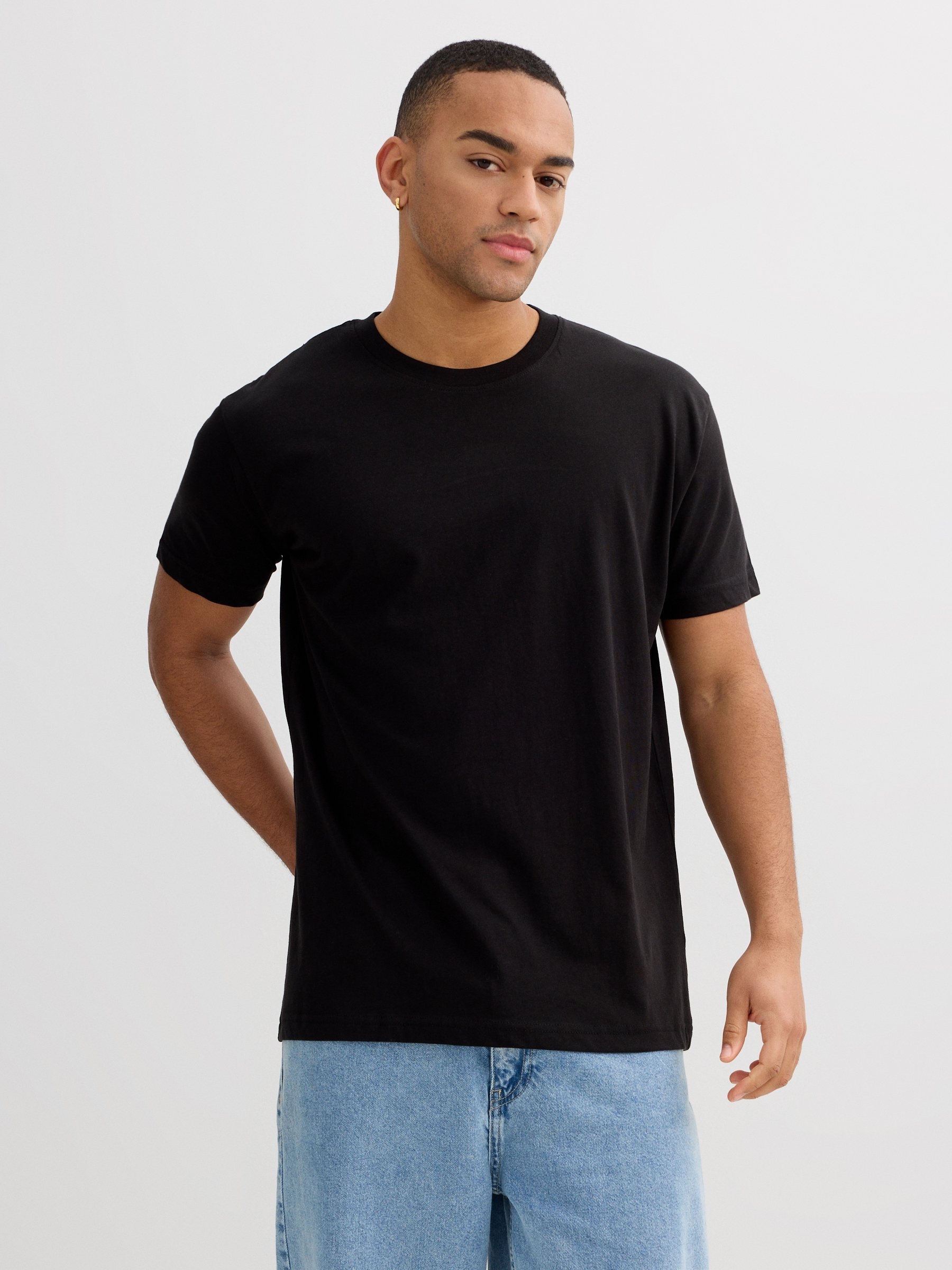 INSIDE Camiseta básica manga corta, Negro, L