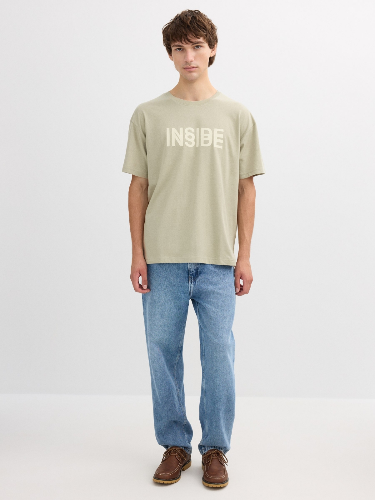Inside logo t-shirt greyish green front view