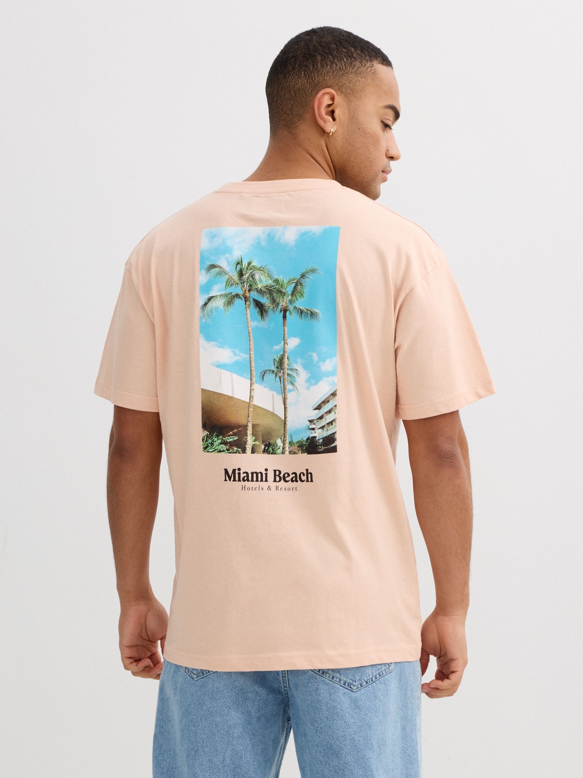 Miami Beach T-shirt nude pink middle back view