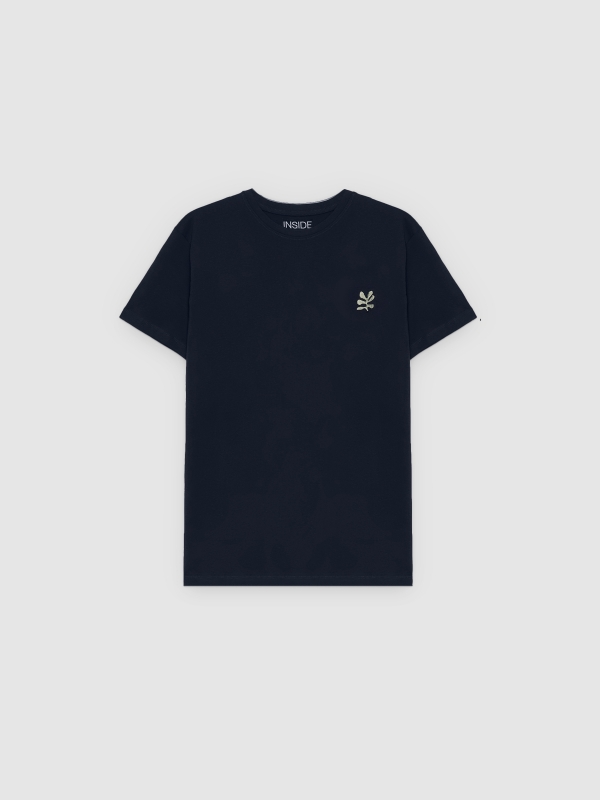  Camiseta tropical bordado azul marino vista frontal