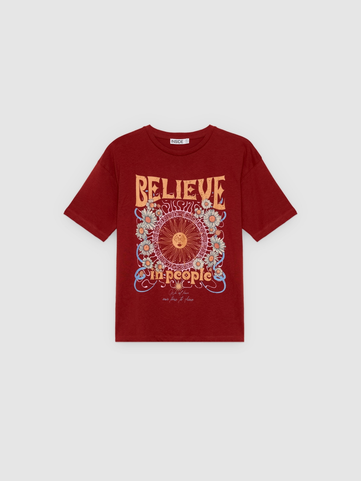 %Pto% Oversized believe t-shirt brick red front view