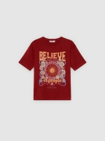 %Pto% Oversized believe t-shirt brick red front view