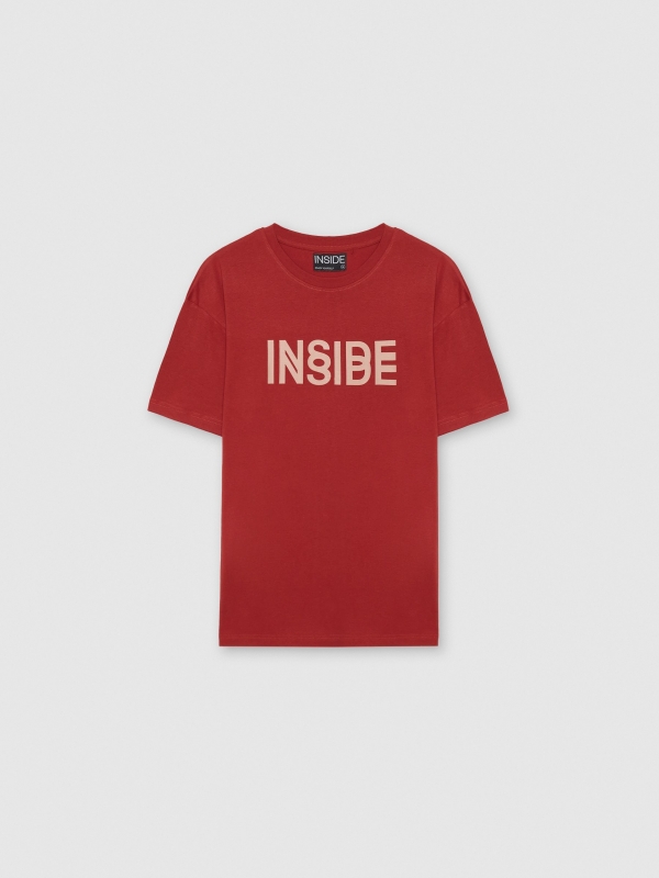  Inside logo t-shirt brick red front view