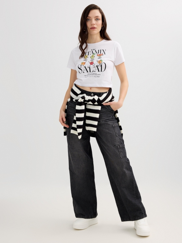 Crop top Vitamin Salad white front view