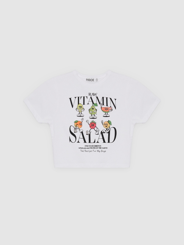  Crop top Vitamin Salad white front view