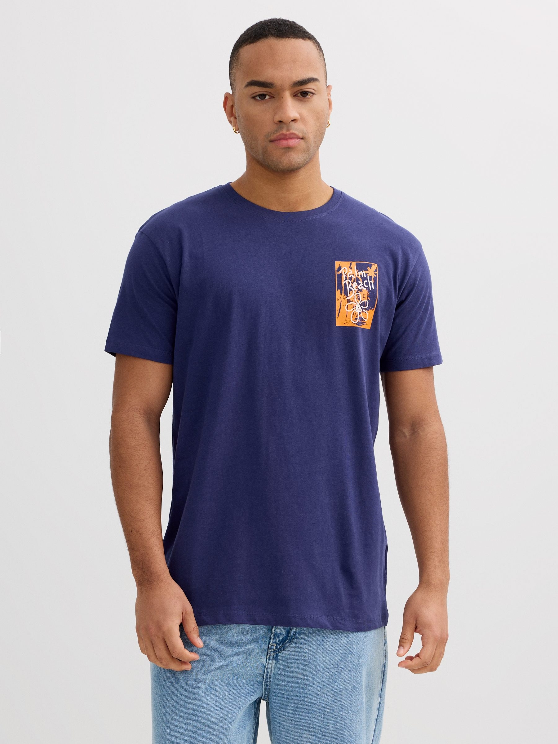 Camiseta Palm Beach azul marino vista media frontal