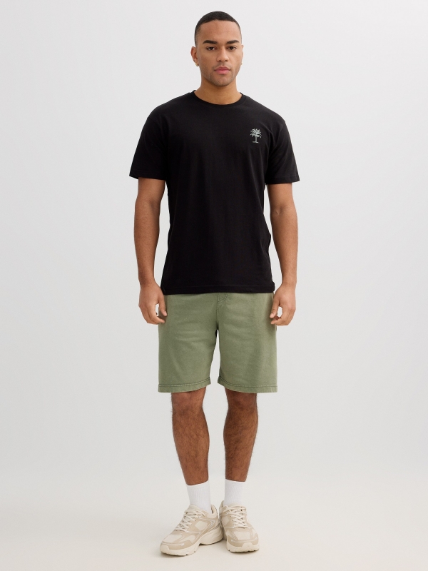 Black palm tree t-shirt black front view
