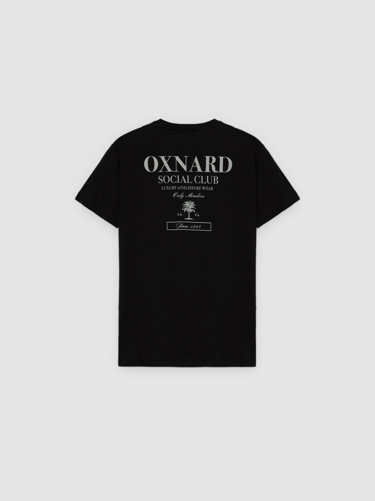 Black palm tree t-shirt black back view