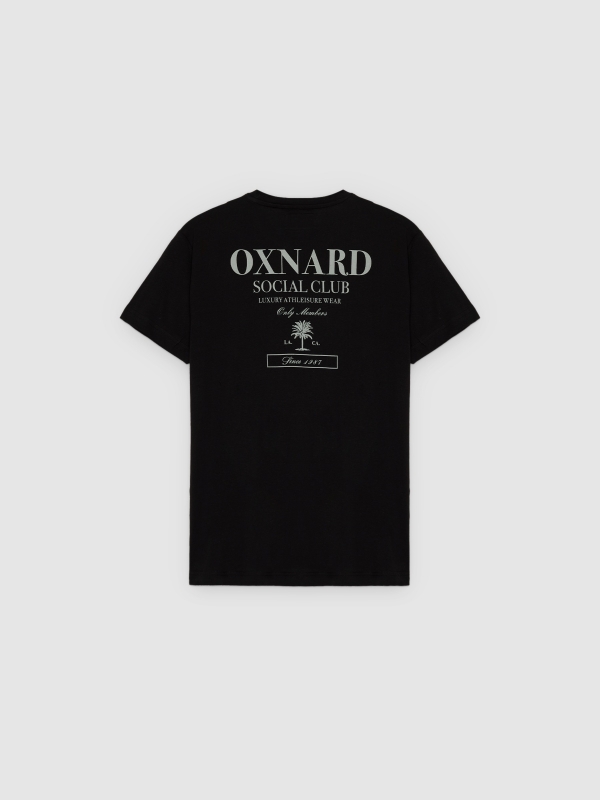 Camiseta negra palmera negro vista trasera