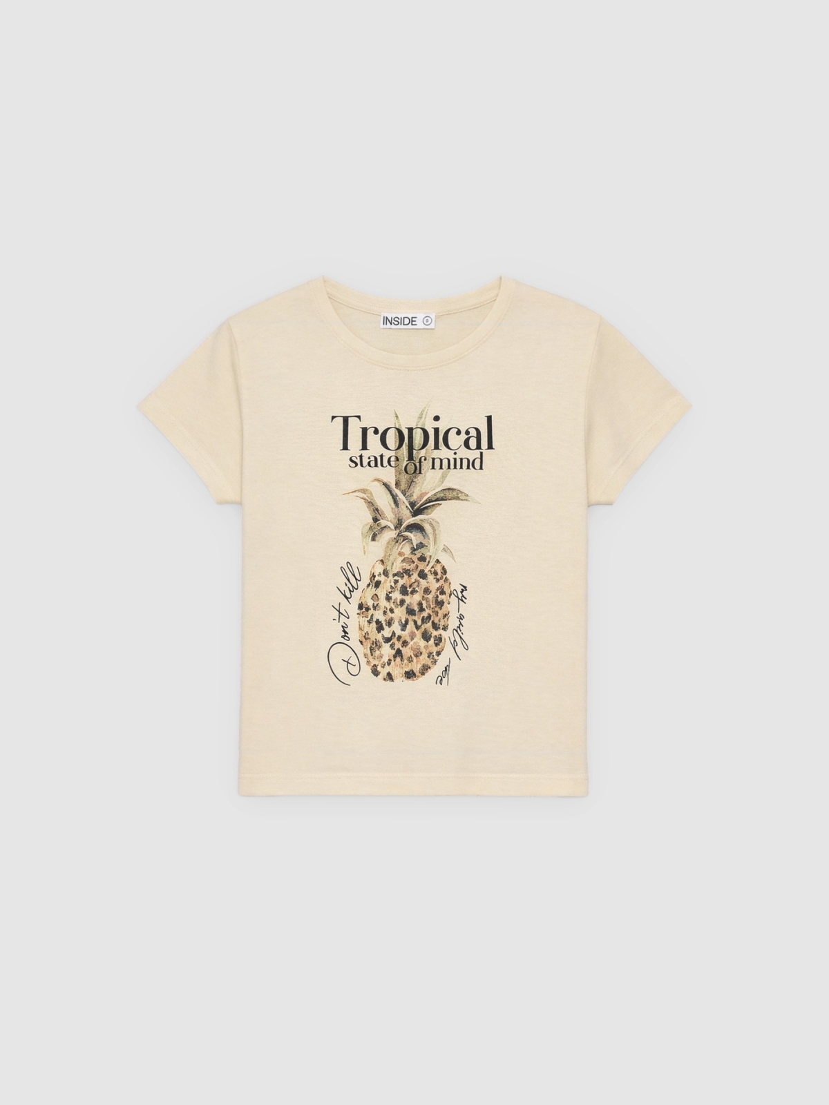 %Pto% Camiseta abacaxi tropical areia vista frontal