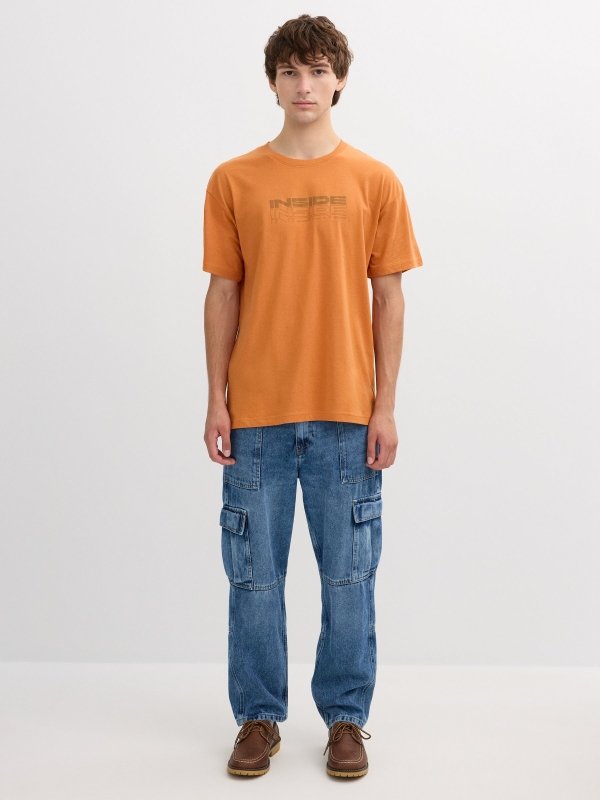 Inside logo t-shirt cinnamon front view