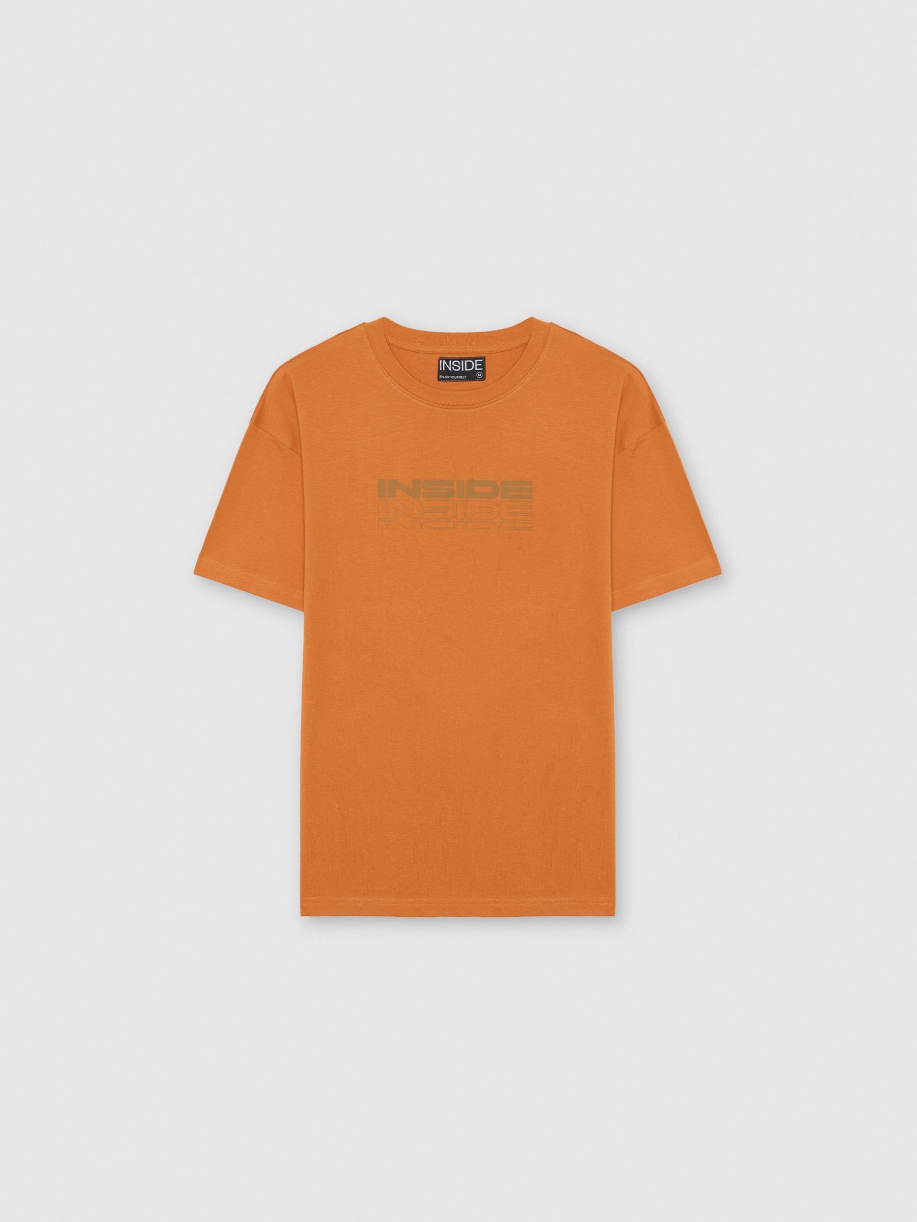 Inside logo t-shirt cinnamon middle front view